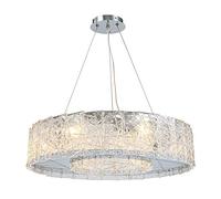 GSZCCZS Modern Chandelier Lighting for Living Room Round Dining Glass LED Lamps Silver Hanging Light Fixtures (Emitting Color : Warm Light 3000K Size : Silver)