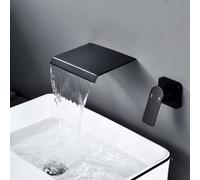 GSZCCZS Modern Matte Black/Chrome Wall Mounted Waterfall Bathroom Faucet Stylish Sink Faucets with Hot & Cold Water Mixer Tap