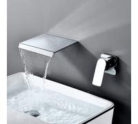 GSZCCZS Modern Matte Black/Chrome Wall Mounted Waterfall Bathroom Faucet Stylish Sink Faucets with Hot & Cold Water Mixer Tap