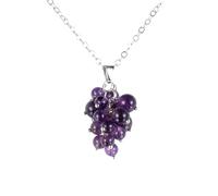 GSZCCZS Natural Stone Grape Bunch Statement Necklace Pink Crystal Labradorite Charm Pendant Choker Necklace Jewelry