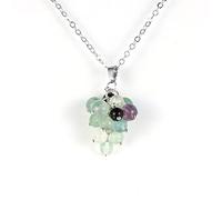 GSZCCZS Natural Stone Grape Bunch Statement Necklace Pink Crystal Labradorite Charm Pendant Choker Necklace Jewelry