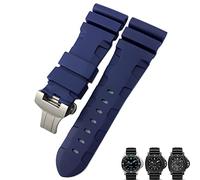 GSZCCZS Nature Rubber 24mm Watch Band For Panerai Submersible Luminor PAM Black Blue Red Orange Strap Butterfly Clasp