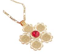 GSZCCZS New 2025 Ethiopian Red Blue Green Stone Cross Pendant Necklace Women Men Jewelry Africa Coin Cross Eritrea Necklace Decoration Jewelry Commemorative With You Accessories Trendy Best For Gift