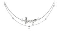 GSZCCZS New 2025 Original Design Irregular Pendant Necklace Trend High Glass Pearl Two Layer Short Chain For Women Jewelry Fashion Trendy Accessories Creative Gift