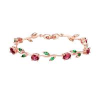 GSZCCZS New 2025 Rose Gold Color Leaf Chain & Link Bracelet With Red + Green Zircon For Mother Gifts With For You Jewelry Fashion Accessories Creative Gift