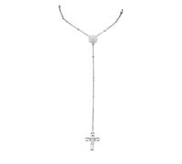 GSZCCZS New 2025 Unisex Cross Rosary Catholic Multilayer Necklace Saint Benedict Medal Beads Stainless Steel Silver Color Long Necklaces With You Accessories Trendy Best For Gift Women And Men