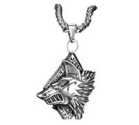 GSZCCZS New 2025 Vintage Odin's Celtic Wolf Necklaces Men Stainless Norse Mythology Fenrir Pendant Viking Amulet Vegvisir Punk Jewelry Male Fashion Trendy Accessories Creative Gift