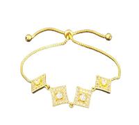 GSZCCZS New 2026 For Arrival Classic Fashion Triangle Shape 15 Styles Gold Plated Chain Bracelet Copper Zircon Adjustable Bangle Decoration Jewelry Luxury With You Accessories Trendy Best Gift