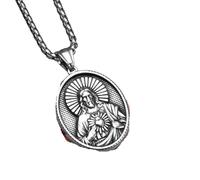 GSZCCZS New 2026 Unisex Christian Jesus Heart Cross Powerful Amulet Men Necklaces Stainless Steel Pendants Chains Jewelry Findings Accessories Gifts Fashion Trendy Creative Gift For Women And Men