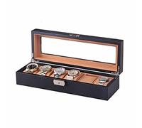 GSZCCZS New Carbon Fibre Watch Storage Cases Box Black PU Leather Watch Organizer With Lock Watch Storage Boxes Jewelry Gift Case (Color : D) (B)