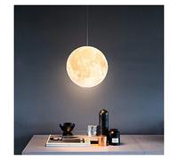 GSZCCZS Nordic 3D Printing Moon Pendant Light Ball Modern Simple Living Room Droplight Bedroom Dining Hall Home Lighting Modern LED Chandelier (Color : 40cm Size : 7colordim) (25cm Coldwhite)