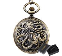 GSZCCZS Octopus Mechanical Pocket Watch Steamhand-Wind Flip Clock Watch with Cfor Men Women Collection/B