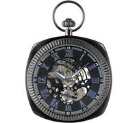 GSZCCZS Pocket Watch,Black/Silver/Gold Mechanical Square Manual Winding Pocket Watch