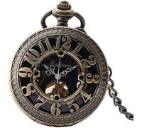 GSZCCZS Pocket Watch,Retro Antique Bronze Skull Shaped Pocket Watch with Full Round Pocket Chain
