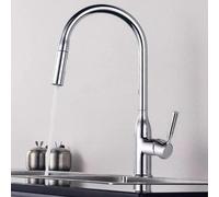 GSZCCZS Pull Out Kitchen Faucet,Single Handle Single Hole 2 Spouts Pull Out Kitchen Sink Faucet,Kitchen Sink Faucet Hot and Cold Water,Brass Kitchen Sink Faucets-Gray(Black)