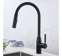 GSZCCZS Pull Out Kitchen Faucet,Single Handle Single Hole 2 Spouts Pull Out Kitchen Sink Faucet,Kitchen Sink Faucet Hot and Cold Water,Brass Kitchen Sink Faucets-Gray(Black)