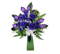 GSZCCZS Purple Calla Lily Cemetery Cone, Roses Grave Flowers for Perfect Summer Memorial Decoration 12 Bundles Artificial Flowers Outdoor Fake Fall Fl