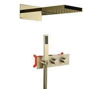 GSZCCZS Rain Shower System 550×228 mm Shower Faucet Set Wall Mounted Shower Combo Set Brass Rain Mixer Shower with 2 Mode Shower Head, Handheld Shower,Brushed Gold (Brushed Gold)