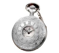 GSZCCZS Retro Hand Wind Mechanical Pocket Watch Chain Locket Dial Hollow Steampunk Skeleton Men Women Mens Clock Watches Box