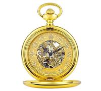 GSZCCZS Retro Mechanical Pocket Watch Smooth Case Hand Winding Watches Engrave Flip Case Clock Chain for Men Women