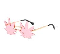 GSZCCZS Rimless Maple Leaf Sunglasses Women's Luxury Metal Frame Eye Wear Beach Party Sun Glasses Shades for Women UV400