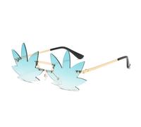 GSZCCZS Rimless Maple Leaf Sunglasses Women's Luxury Metal Frame Eye Wear Beach Party Sun Glasses Shades for Women UV400