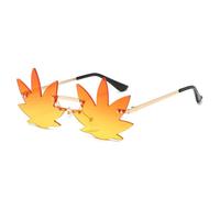 GSZCCZS Rimless Maple Leaf Sunglasses Women's Luxury Metal Frame Eye Wear Beach Party Sun Glasses Shades for Women UV400