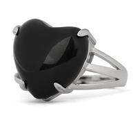 GSZCCZS Rings Aesthetic, Inlaid Heart-Shaped Natural Black Obsidian Stone Adjustable Op Knuckle Tail Ring Finger Joint Ring Jewelry For Wom Lady rls Wedding Valtine'S Day ft