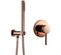 GSZCCZS Rose Gold Shower System Handheld Shower Head Hose Bracket Holder with Shower Valve Kit Solid Brass Polished Bathroom Shower Faucet Set