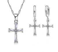 GSZCCZS s Jewelry Set Cubic Zircon Cross Necklace/Earrings/Chain/Pendant for Women Nice Gift