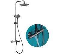 GSZCCZS Shower Faucet Set with Tub Spout Shower System Wall Mounted Rain Shower Combo Set 10 Inches Tub and Shower Trim Kit with Handheld Sprayer and Rain Shower Head, Shower Hose,Black,Gr,Grey