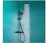 GSZCCZS Shower Faucet Set with Tub Spout Shower System Wall Mounted Rain Shower Combo Set 10 Inches Tub and Shower Trim Kit with Handheld Sprayer and Rain Shower Head, Shower Hose,Black,Gr,Grey