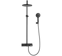 GSZCCZS Shower Faucet System Mixer Set, Exposed Shower Mixer, Shower System with Waterfall Bath Filler, 10" Shower Head Spray, Brass Diverter Valve, Shower Column with Hand Attachment, Gra,Grey