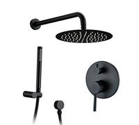 GSZCCZS Shower System, Brass Black Wall Mounted Bathroom Shower Set with 8-12 Inch Stainless Steel Round Rainfall Shower Head Handheld Shower, Luxury Shower Set,8 inch,10 inch,10 inch