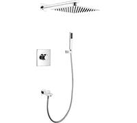 GSZCCZS Shower System Concealed Adjustable Shower Faucet Set with 10 inches Shower Head Single Handle Shower Set Bathroom with Hand Shower and Tub Spout, Embedded Box,Black,Chrome,Chrome