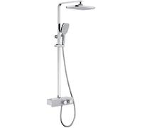 GSZCCZS Shower System Thermostatic, Shower Faucet Set 10 inches Shower Combo Set Wall Mounted Rain Mixer Combo Set with Tub Spout, Rectangle Rain Shower Head, Handheld Shower,Black,Black