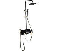 GSZCCZS Shower System Wall Mounted Shower Faucet Set with 8" Shower Head Single Handle Shower Set Bathroom with Bath Filler and Hand Shower, Bidet Sprayer,Gold,Gold,Gold