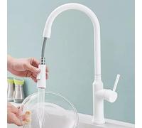 GSZCCZS Sink Faucets, Faucets,White Kitchen Tap with Pull Out Spray Brass Single Hole Hot and Cold Water Swivel Kitchen Mixer Tap