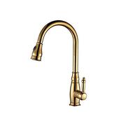GSZCCZS Sink Faucets, Water-Tap All The Copper Belt Pulls Out The Spray Head,The Kitchen Faucet Hot Water Mixer Shears and Rotates The Kitchen Sink/Golden (Color : Ancient Times)