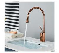 GSZCCZS Small/Medium/Large Water Drop Creative Basin hot and Cold Water Mixing Plate Crane Single Pole Single Handle Bathroom Faucet(Rose Gold M)