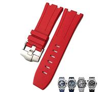 GSZCCZS Soft FKM Fluoro Rubber Watchband 28mm for AP Strap Audemars Piguet Royal Oak Offshore Diving Waterproof Sports Watch Band (Color : White, Size : 28x24mm)