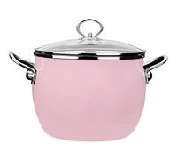 GSZCCZS Stockpot, Double-Handled Pot, Enamel Pot, with lid, Kitchen Tool, Tabletop Pot with Glass lid, deep, Gas/Induction Compatible, Easy to Clean, for Home use, 6L (A) (C)