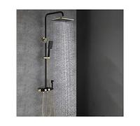 GSZCCZS Thermostatic Shower System, Shower Faucet Set Brass Shower Combo Set Wall Mounted Rain Mixer Shower with Tub Spout, Handheld Shower, Shower Head, Bidet Sprayer,Rose Gold,Black,Black