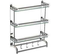 GSZCCZS Towel Rack Towel Rail Bathroom Shelf Rectangular Storage Shelf for Shower Rooms with Hooks for Towel Rails/60Cm The New