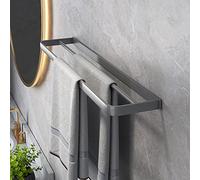 GSZCCZS Towel Rails All-Copper Gun Gray Towel Rail, Bathroom Towel Rack, Black Bath Towel Bar, White Double-Bar Wall Hanging Rack Towel Racks/Copper Gold 60Cm The New