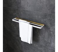 GSZCCZS Towel Rails All-Copper Gun Gray Towel Rail, Bathroom Towel Rack, Black Bath Towel Bar, White Double-Bar Wall Hanging Rack Towel Racks/Copper Gold 60Cm The New