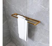 GSZCCZS Towel Rails All-Copper Gun Gray Towel Rail, Bathroom Towel Rack, Black Bath Towel Bar, White Double-Bar Wall Hanging Rack Towel Racks/Copper Gold 60Cm The New