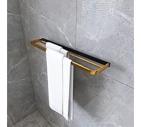 GSZCCZS Towel Rails All-Copper Gun Gray Towel Rail, Bathroom Towel Rack, Black Bath Towel Bar, White Double-Bar Wall Hanging Rack Towel Racks/Copper Gold 60Cm The New