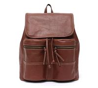 GSZCCZS Vintage Real Leather Backpacks for Men&Women Drawstring Flap Travel Shoulder Bags Cowhide Large Multi Pockets Knapsack (Color : A)