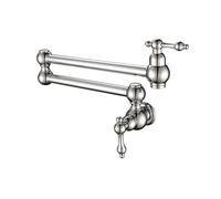 GSZCCZS Wall Mount Dual Handle Kitchen Faucet Swinging Water Spout 360 Rotate Folding para Kitchen Sink Single Cold Mixer Tap,Chrome A,Include:1*Faucet